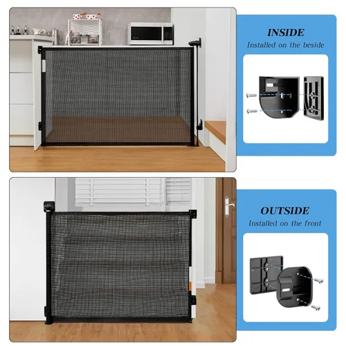 Vista 6 de Retractable Baby Gate, 33" Tall, Extends up to 55" Wide, Child Gate Stair Gates, Indoor/Outdoor Punch-Free Install Baby Gate for Stairs, Doorways