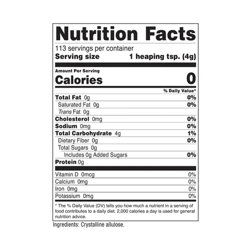 Vista 6 de Nutricost Edulcorante de alulosa (1 libra) - Azúcar KETO, 0 calorías, baja en carbohidratos, alternativa natural de azúcar, polvo cristalino