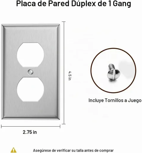 Vista 7 de Paquete de 4 cubiertas de salida de placa de interruptor de pared dúplex individual – Cubiertas de placa de salida de receptáculo de acero