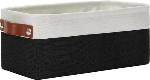 Vista 23 de DULLEMELO Cesta de almacenamiento pequeña para estantes, pequeña cesta plegable de tela rectangular para estantes, armarios, guardería, hogar Beige