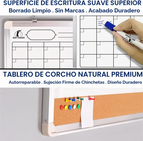 Vista 2 de Calendario de borrado en seco para pared, calendario de pizarra blanca