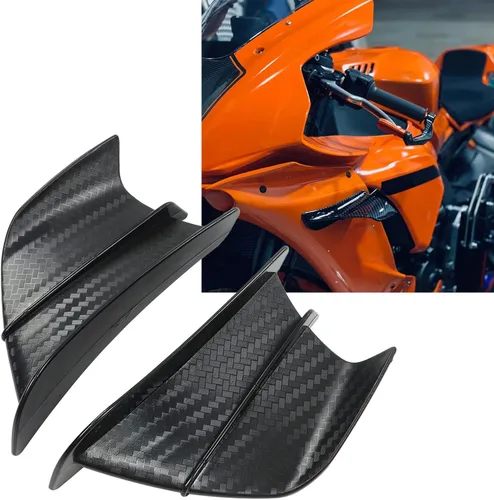 Vista 4 de Aramox 1 par motocicleta viento ala fibra carbono aerodinámica aletas motocicleta aerodinámica alerón ala para NINJA400 NINJA250 Z900 Z1000