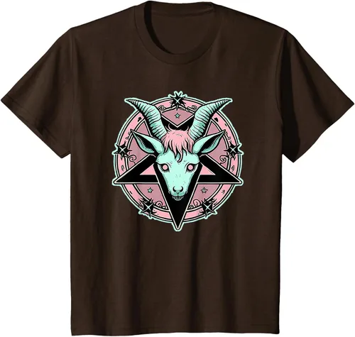 Vista 31 de Camiseta Kawaii Paste Creepy Goat Pentacle, Negro