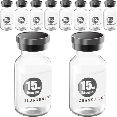 Vista 9 de Frascos estériles vacíos con puerto de inyección autosellante y tapa de plástico de aluminio, paquete estéril (1ml transparente 10 piezas)