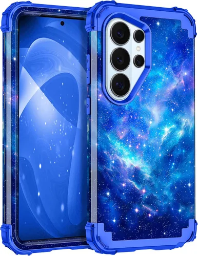 Vista 45 de Miqala Funda para Galaxy S21 FE 5G, brilla en la oscuridad, tres capas, resistente, protección a prueba de golpes, parachoques de plástico Azul