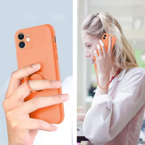 Vista 6 de Funda para iPhone 11, funda para iPhone 11, funda protectora de silicona delgada con soporte de anillo de goma suave, híbrida, a prueba de golpes