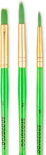 Vista 2 de Snazaroo Pinceles de inicio rosa - juego de 3 Fine, Round, Flat Brush Pack, For Use with Face & Body Paint, Easily Cleans with Warm, Soapy Water