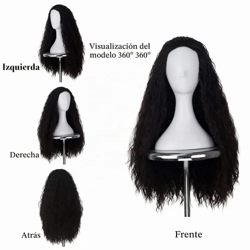 Vista 3 de Yan Dream Peluca larga ondulada y rizada, color marrón oscuro, peluca para mujer, disfraz de cosplay, pelucas de Halloween