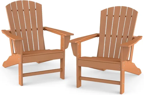 Vista 23 de BRIOPAWS - Set de 2 sillas Adirondack Silla para hoguera Tamaño grande Plástico HDPE Resistente a la intemperie para terraza, piscina al
