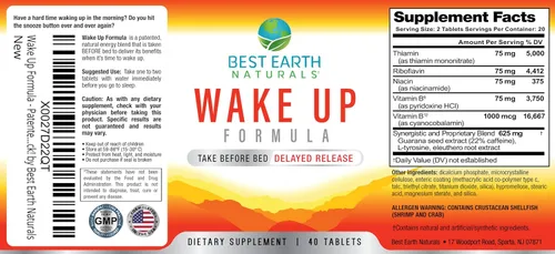 Vista 3 de Best Earth Naturals Fórmula de despertar, suplemento de energía de liberación retardada de 40