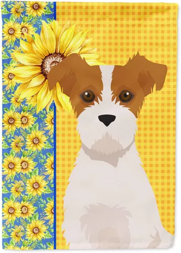 Vista 158 de Caroline's Treasures WDK5313GF Bandera de jardín con diseño de girasoles de verano, color negro y tostado, Airedale Terrier para buzón, bandera