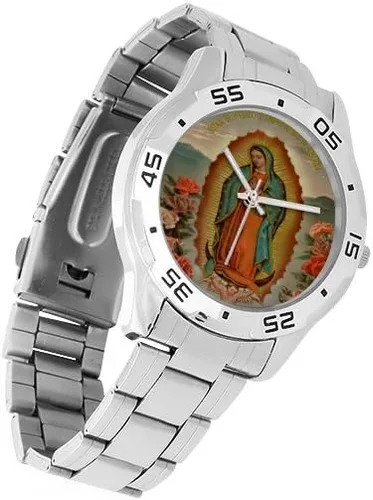 Vista 3 de Reloj analógico de acero inoxidable para hombre, diseño de Virgen María