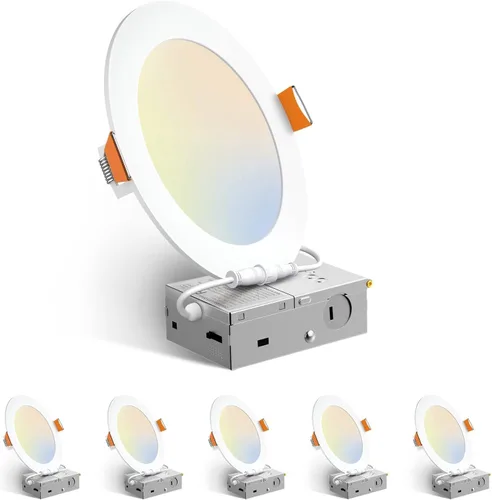 Vista 10 de Amico Paquete de 6 luces LED empotrables de 3 pulgadas con caja de Blanco