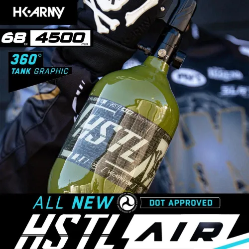 Vista 2 de HK Army 68ci 4500psi HPA Paintball Tanque - Fibra de Carbono HSTL - Oliva
