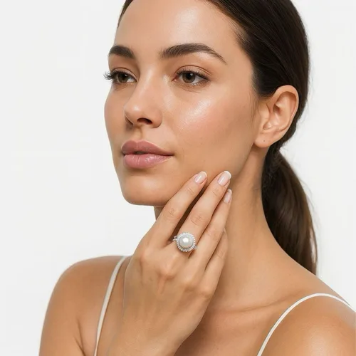 Vista 5 de The Pearl Source Real Freshwater Pearl Ring for Women, Genuine Cultured Freshwater Pearls, Fine Jewelry Gift