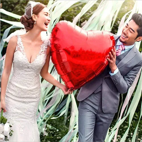 Vista 2 de 8 globos de corazón rojo enorme de 36 pulgadas, globos románticos de papel de aluminio de corazón grande, globos de San Valentín para bodas
