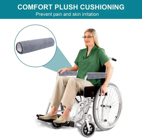 Vista 2 de 2 piezas de fundas para reposabrazos de silla de ruedas - Tiras autoadhesivas ensanchadas cómodas y protectoras para sillas de ruedas, sillas