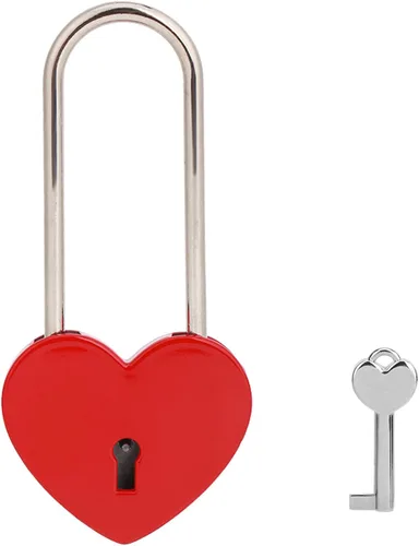 Vista 14 de 2 candados de corazón con candado de amor, corazón azul con llave para los amantes de la boda, día de San Valentín, aniversario, viajes (con llave)