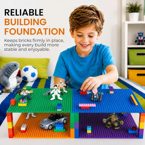 Vista 5 de Strictly Briks Placas base apilables – Paquete de 12 pernos de 10 x 10 pulgadas, 32 x 32 pulgadas, compatibles con Lego para construir escenas