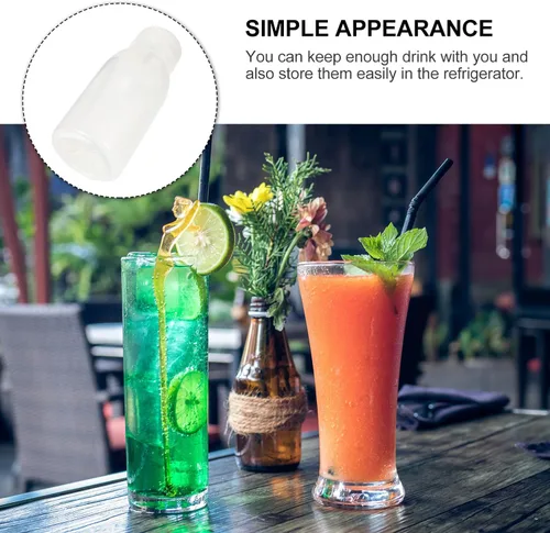 Vista 8 de Hemoton Botellas de almacenamiento de botellas de bebidas transparentes para jugo, botellas de jugo vacías, botellas de leche transparentes con tapas
