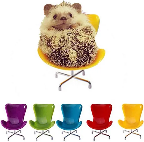 Vista 12 de Silla de erizo mini asiento giratorio de plástico, juguetes para animales pequeños, decoración de hábitat, accesorios de jaula, suministros