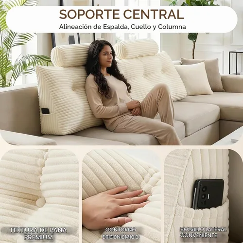 Vista 3 de Lovehavren Almohada de cabecera tamaño Queen – Almohada de cuña de soporte para la espalda ajustable para sentarse en la cama, perfecta para leer.