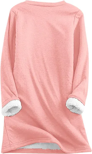Vista 4 de Sudaderas feas de Navidad para mujer, con forro polar, con gráfico de árbol de Navidad, cuello redondo, ropa de Navidad a la moda