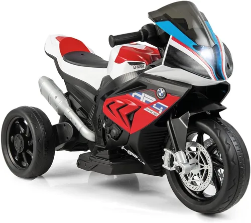 Vista 10 de Costzon - Motocicleta para niños, BMW con licencia, motocicleta eléctrica a batería de 12 V con faro, claxon, música, MP3, puerto USB, motocicleta