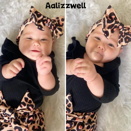 Vista 2 de Aalizzwell Conjunto de mameluco acanalado para bebé recién nacido prematuro para otoño e invierno