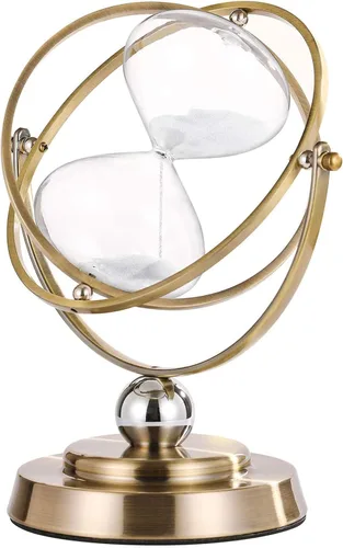 Vista 10 de SuLiao Reloj de arena de reloj de arena de 30 minutos: reloj de arena negra de latón antiguo, reloj de arena grande giratorio de 30 minutos, reloj