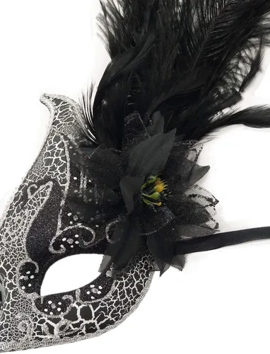 Vista 3 de Biruil Máscara de máscara de plumas para Halloween, Mardi Gras, cosplay, fiesta