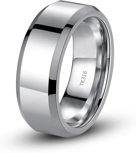 Vista 5 de MABELLA His Hers - Anillo de compromiso de acero inoxidable con circonita cúbica para mujer