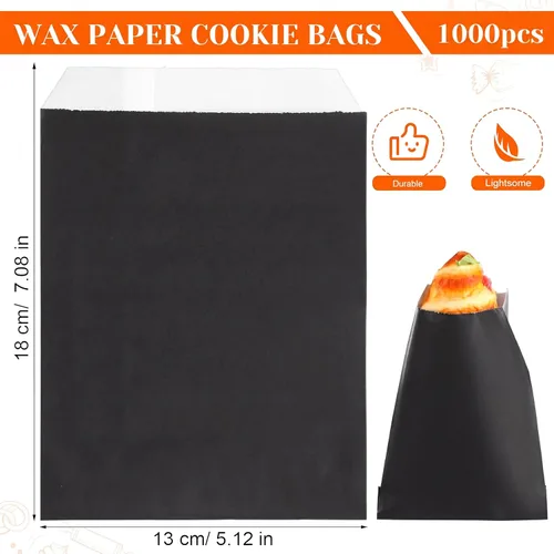 Vista 2 de Lallisa 1000 bolsas de vidrio de 5 x 7 pulgadas, bolsas de papel encerado, fundas para galletas, bolsas de papel de cera para sándwich para fiesta