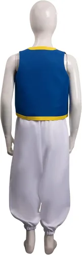 Vista 3 de Newcos Disfraz de sapo de Kinopio para niños, disfraz de cosplay de chaleco azul, pantalones de película de Super Brothers para Halloween para niños