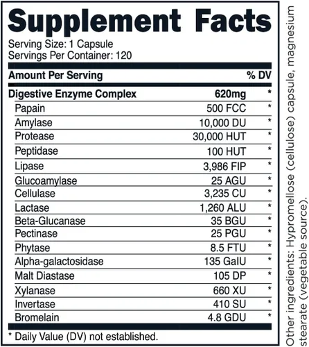 Vista 2 de TransformHQ Suplemento de enzimas digestivas (120 cápsulas) - 16 enzimas, apoya la digestión saludable