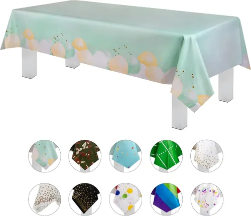 Vista 12 de Grandipity Mantel de plástico desechable de calidad prémium para fiestas con temática de globos de cumpleaños, 1 paquete, 54 x 108 pulgadas, mantel