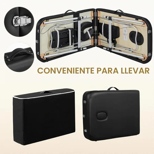 Vista 6 de Yaheetech Mesa de masaje plegable portátil Cama de tatuaje ajustable para Negro