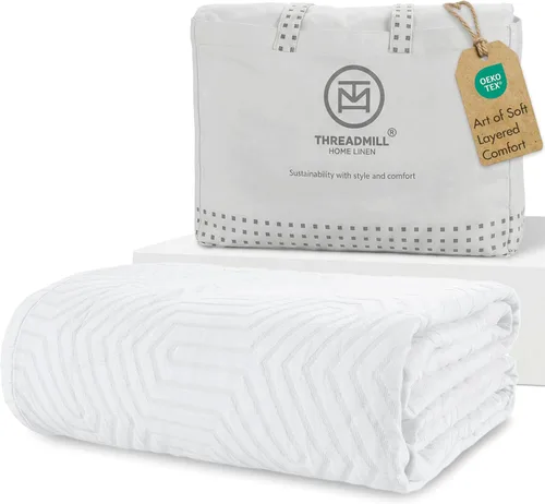 Vista 16 de Threadmill Mantas de Algodón de Lujo para Cama de Tamaño King Manta de Algodón 100% Acogedora para Todas las Estaciones Colcha Jacquard Aster