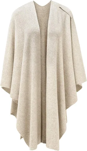 Vista 6 de PULI Suéter tipo poncho para mujer con frente cruzado grande y elegante capa de punto para otoño e invierno