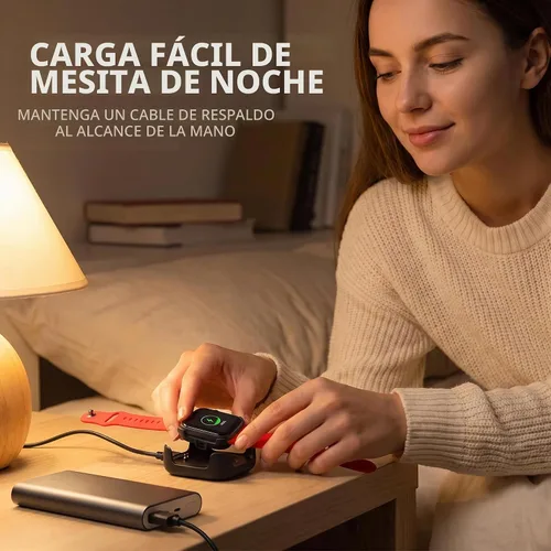 Vista 6 de Cable de carga negro para reloj inteligente HW22, cargador de reloj inteligente, magnético, soporte de muelle, cables adaptadores de cable USB