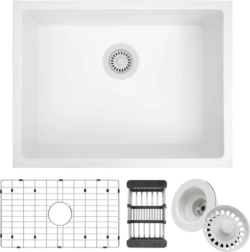 Vista 18 de Fregadero de barra negro, fregadero de cocina de montaje inferior de 13 x 15 x 10 pulgadas, fregadero de cocina pequeño y profundo de granito