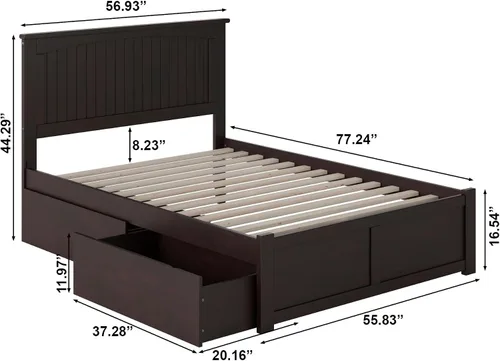 Vista 2 de Atlantic Furniture Nantucket - Cama de plataforma con 2 cajones de cama urbana Espresso