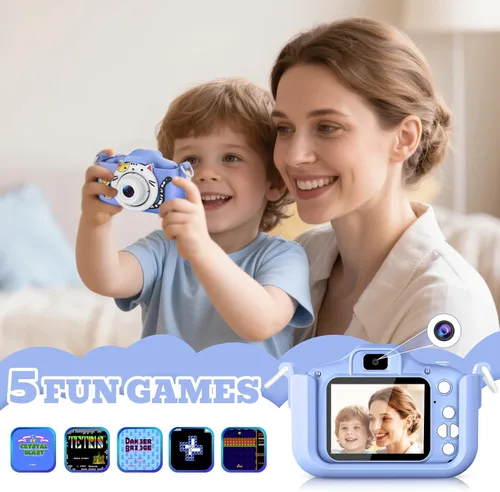 Vista 6 de Cámara selfie mejorada para niños, niñas, regalo de festival de cumpleaños de Navidad para niños, cámara digital para niños pequeños, juguetes