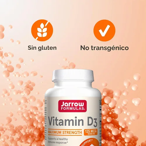 Vista 5 de Fórmulas vitamina D3 Jarrow, 5000IU, 100 geles suaves, D5000, 1, 1 Suplemento de vitamina D para la salud ósea, apoyo inmunológico y apoyo al