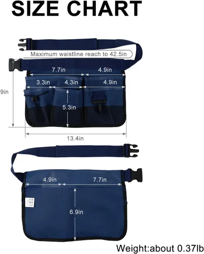 Vista 5 de HomyComy Herramienta de jardinería Cinturón Cinturón Oxford resistente Herramienta Delantal con 7 paquetes