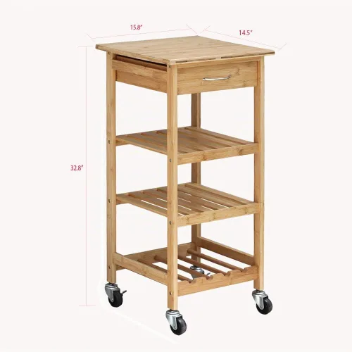 Vista 5 de Oceanstar Design Group - Carrito de cocina de bambú, color natural