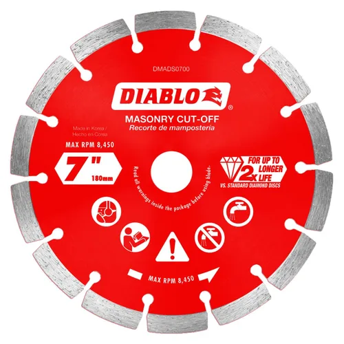 Vista 2 de Disco de corte segmentado de diamante Diablo para mampostería, hormigón, ladrillo y bloque - Diámetro de 4", Kerf de 2.2mm, 15250 RPM máx.