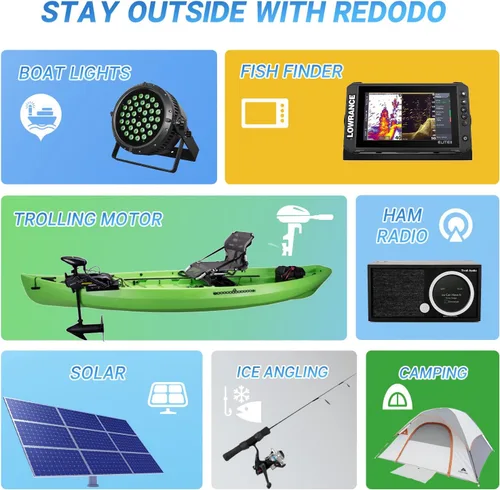 Vista 9 de Redodo Batería de litio Bluetooth inteligente de 12 V 50 Ah LiFePO4 para motor de arrastre, protección contra bajas temperaturas, vida útil de 10