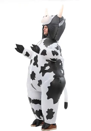 Vista 2 de VURPOKSI Disfraz inflable de vaca para Halloween, fiesta de disfraces de Navidad