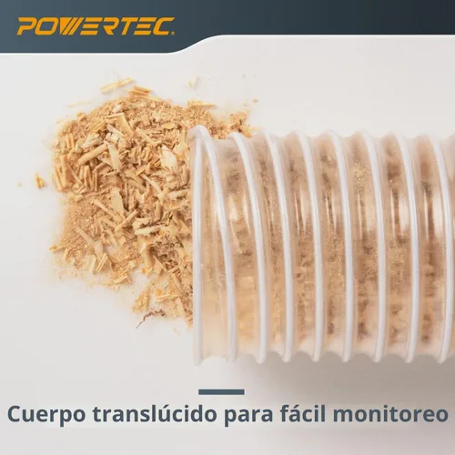 Vista 5 de POWERTEC Manguera de recolección de polvo de 4" x 5' con 2 abrazaderas de manguera de llave para sierra de mesa, sierra de cinta, cepilladora